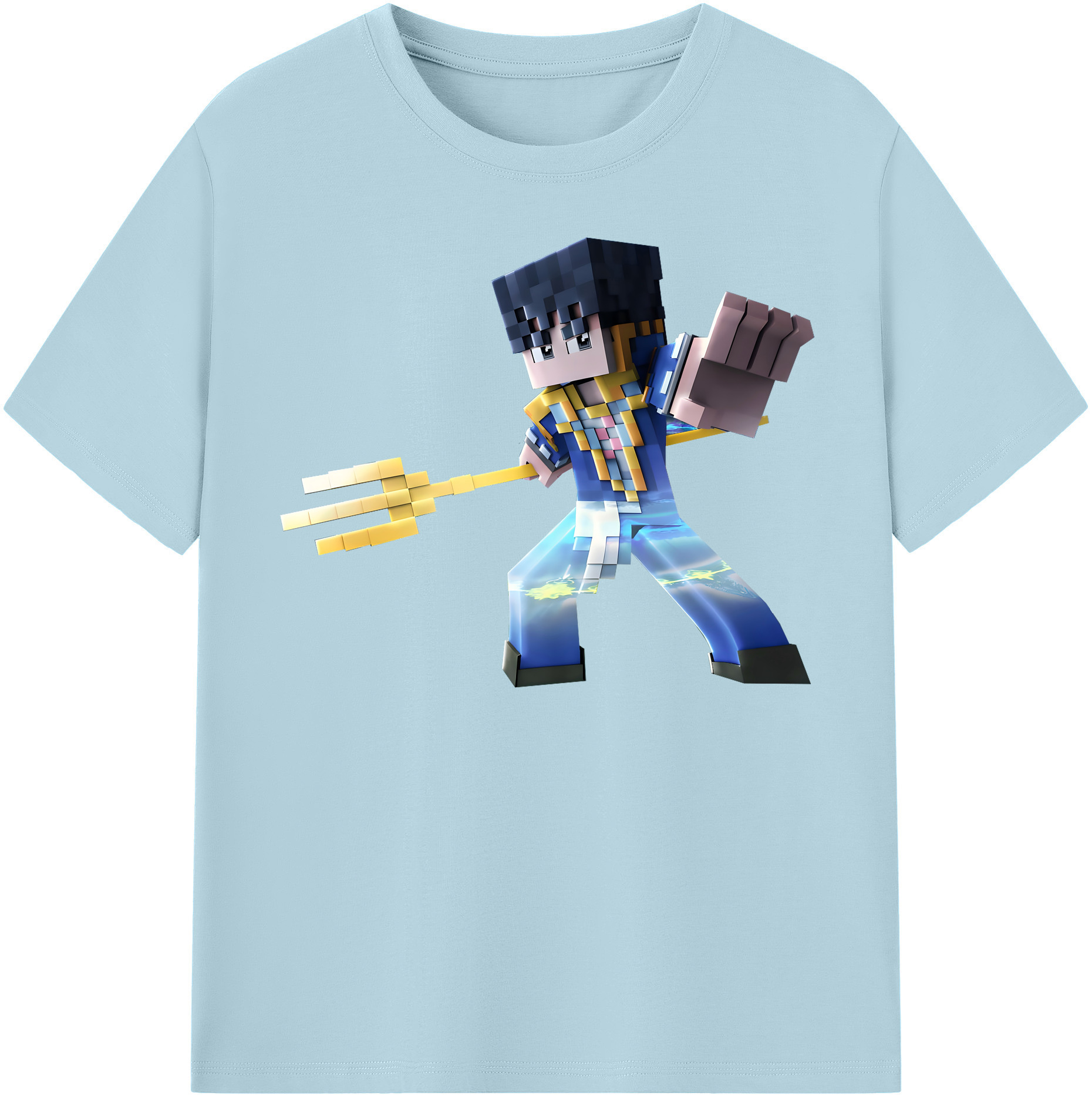 （画像用） マインクラフト ブロックの世界 Minecraft MC Block world 綿100％半袖Tシャツ（フロントプリント）